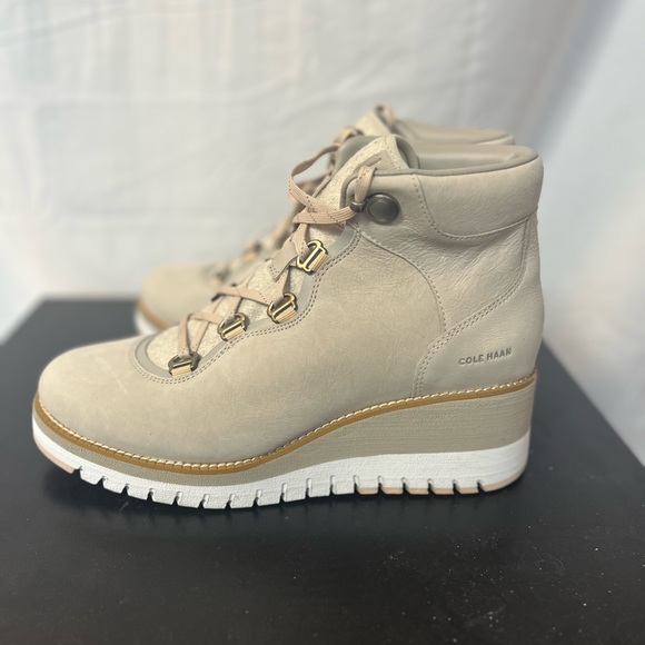 Cole Haan ZEROGRAND City Lace-Up Waterproof Wedge Hiker Boot Size 9 Gray - Picture 2 of 9